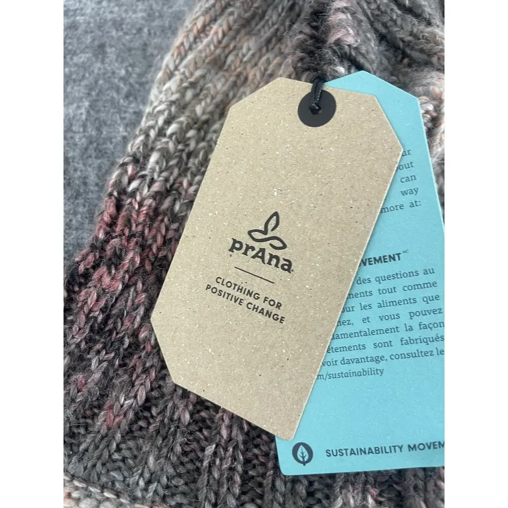 Prana Sweater Women Small Tunic Gray Turtle Neck Wool Blend Pullover Knit N38